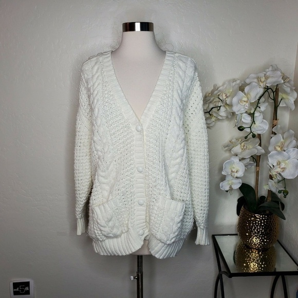 VTG Baszio Cable Knit Button Fisherman Cardigan - Picture 1 of 6